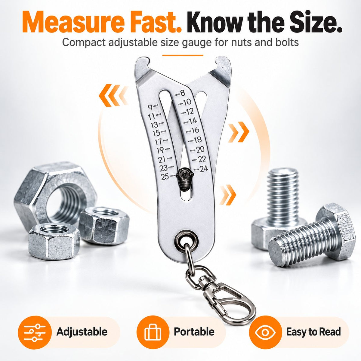 🔧 Portable Nut & Bolt Size Gauge