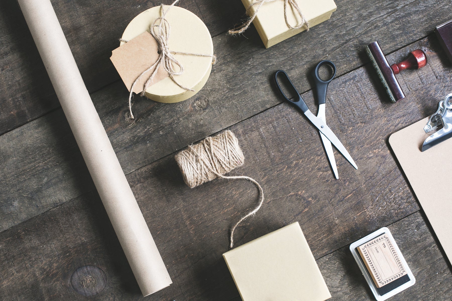 Shipping materials flatlay